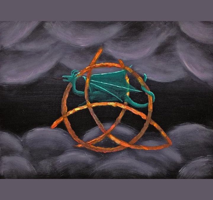 IWB podcast episode art by Tosha Crow, featuring cloud and a turquoise dragon within arcs of gold or copper.